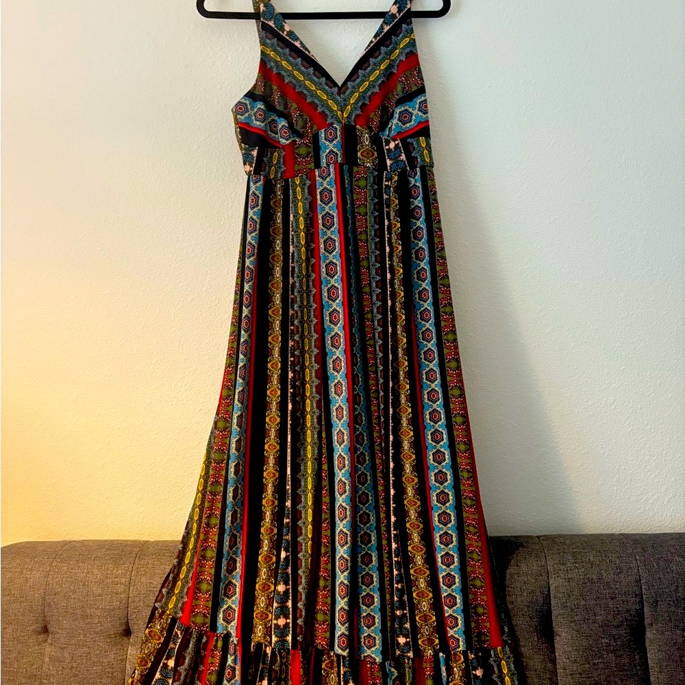 Tahari Multicolor Striped Maxi Dress